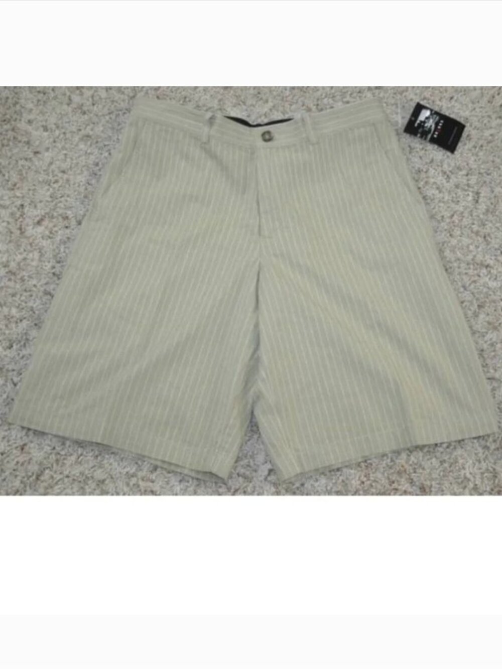 Axcess Dress Shorts Mens 30 Khaki Striped Flat Front Casual Relaxed Cotton